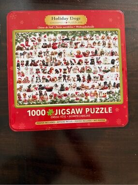 Holiday Dogs 1000-Piece Jigsaw Puzzle - Red Tin